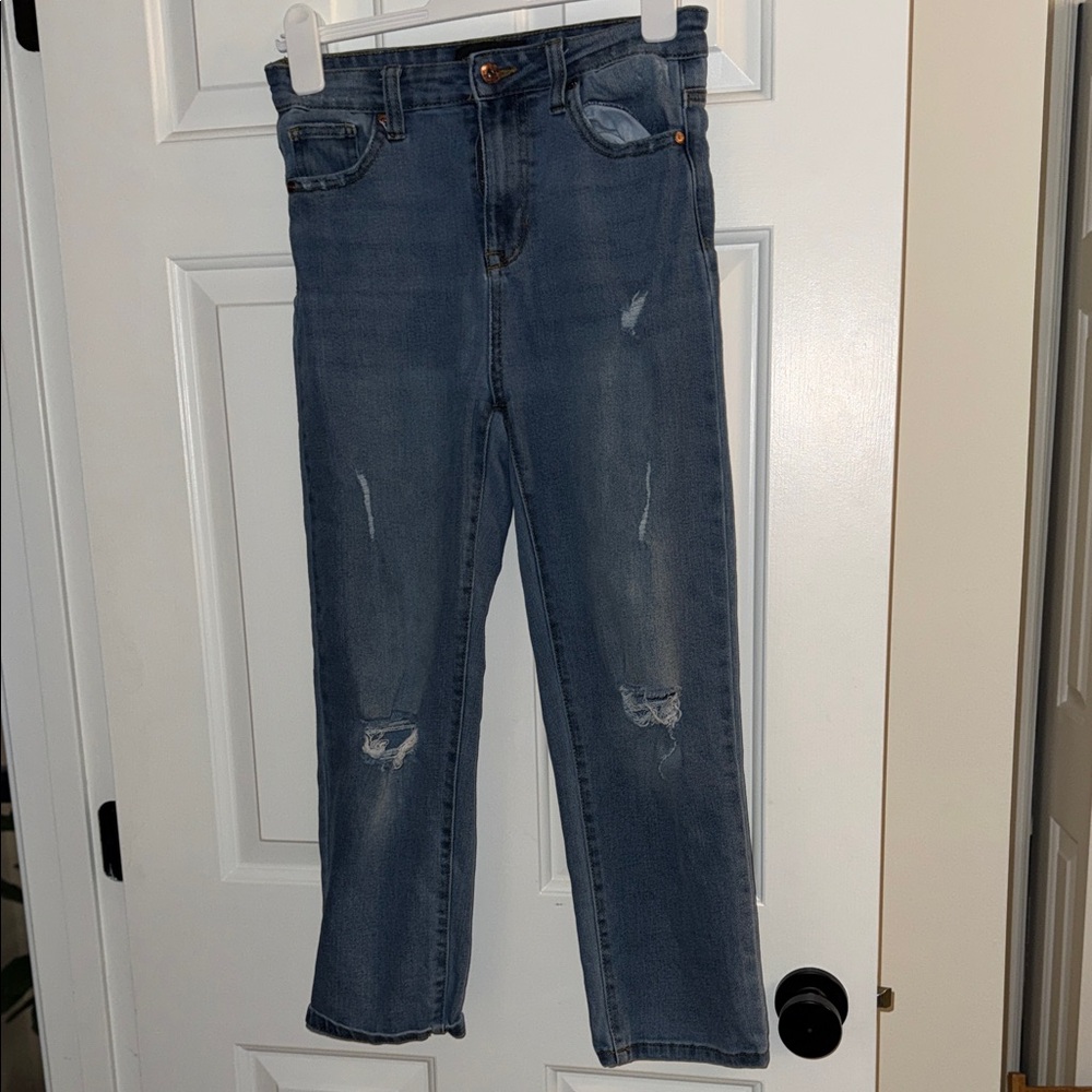 Kendall & Kylie Distressed Blue Straight Leg Jeans